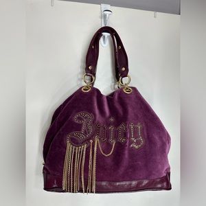 Juicy Couture burgundy Y2K Vintage Velour Dream "Juicy “ oversized handbag